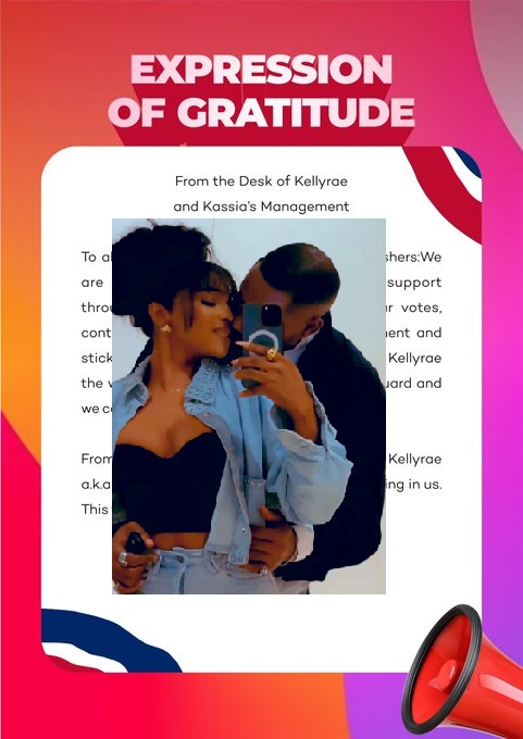 Kellyrae and Kassia Acknowledges well wishers feat